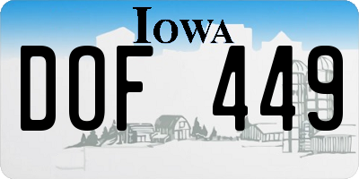 IA license plate DOF449