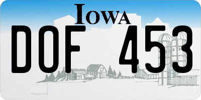 IA license plate DOF453