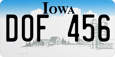 IA license plate DOF456