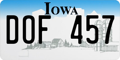 IA license plate DOF457