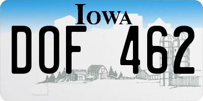 IA license plate DOF462