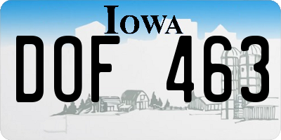 IA license plate DOF463