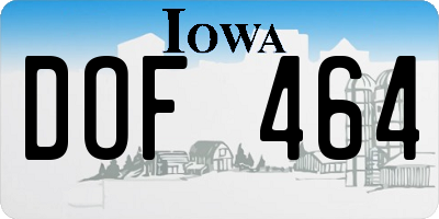 IA license plate DOF464