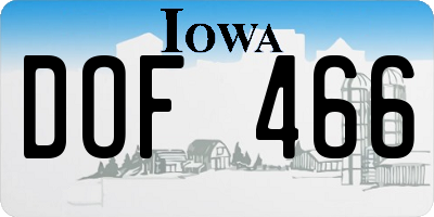IA license plate DOF466