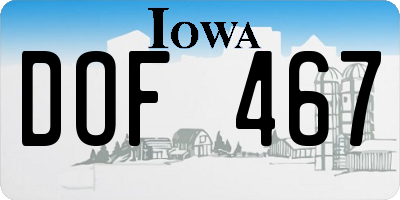 IA license plate DOF467
