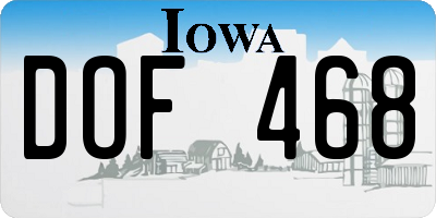 IA license plate DOF468