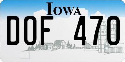 IA license plate DOF470