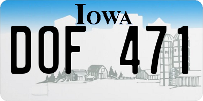 IA license plate DOF471