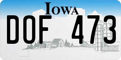 IA license plate DOF473