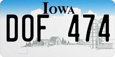 IA license plate DOF474