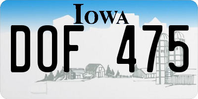 IA license plate DOF475