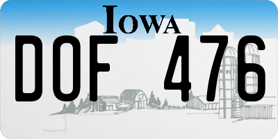 IA license plate DOF476