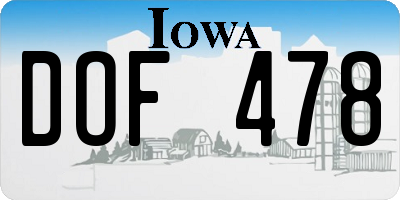 IA license plate DOF478