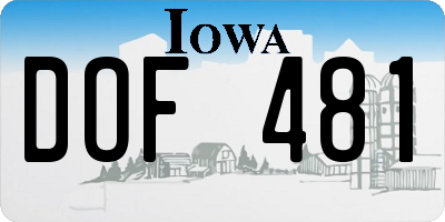 IA license plate DOF481