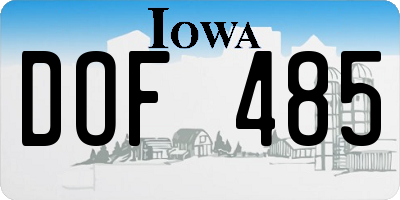 IA license plate DOF485