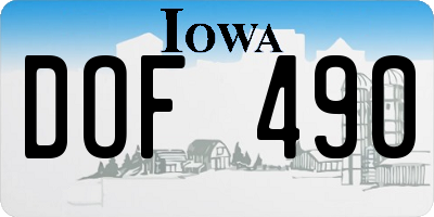IA license plate DOF490