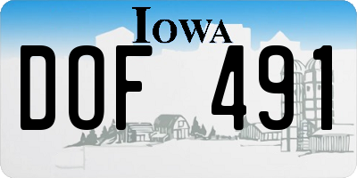 IA license plate DOF491