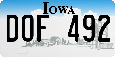 IA license plate DOF492