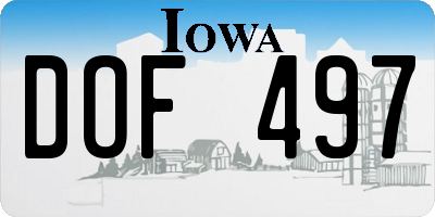 IA license plate DOF497