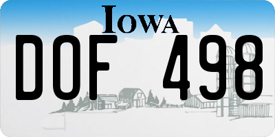 IA license plate DOF498