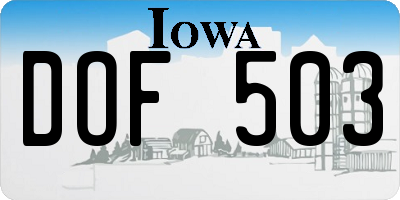 IA license plate DOF503