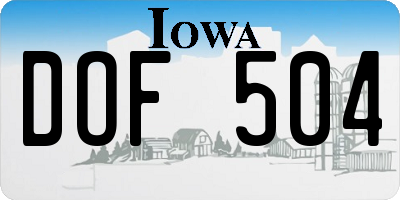 IA license plate DOF504