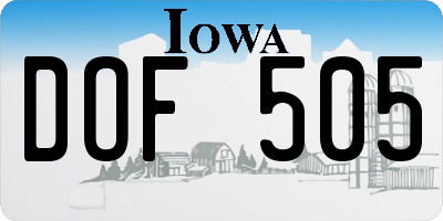 IA license plate DOF505