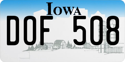 IA license plate DOF508