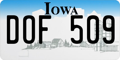 IA license plate DOF509