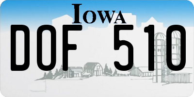 IA license plate DOF510