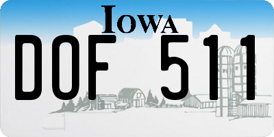 IA license plate DOF511