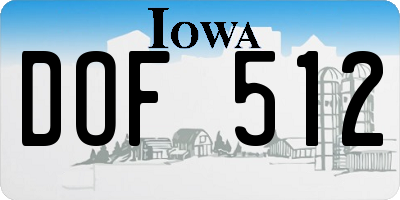 IA license plate DOF512