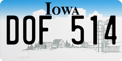 IA license plate DOF514
