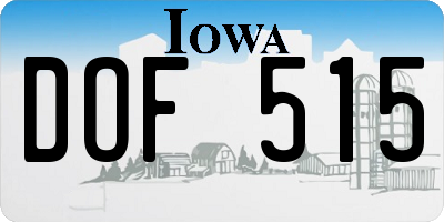 IA license plate DOF515