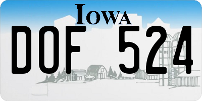 IA license plate DOF524