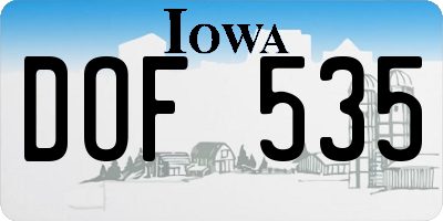 IA license plate DOF535
