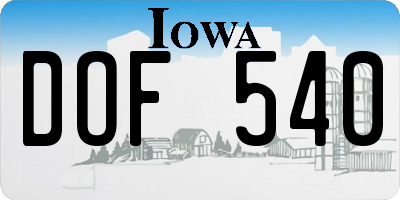 IA license plate DOF540