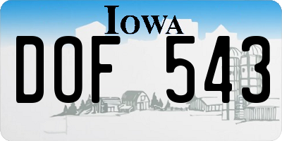 IA license plate DOF543