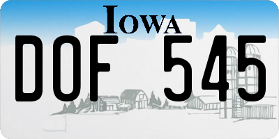 IA license plate DOF545