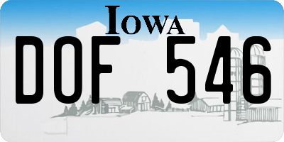 IA license plate DOF546