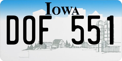 IA license plate DOF551