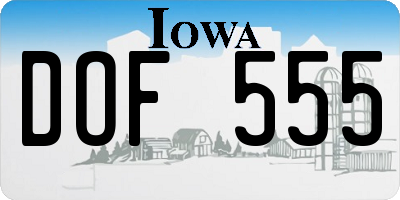 IA license plate DOF555