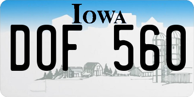 IA license plate DOF560
