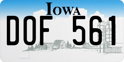 IA license plate DOF561