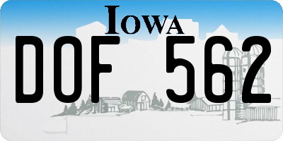 IA license plate DOF562