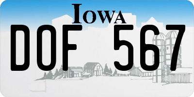 IA license plate DOF567