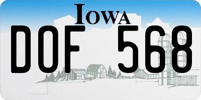 IA license plate DOF568