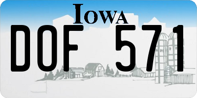 IA license plate DOF571