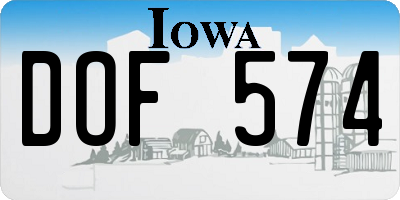 IA license plate DOF574