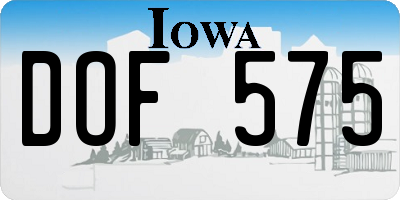 IA license plate DOF575